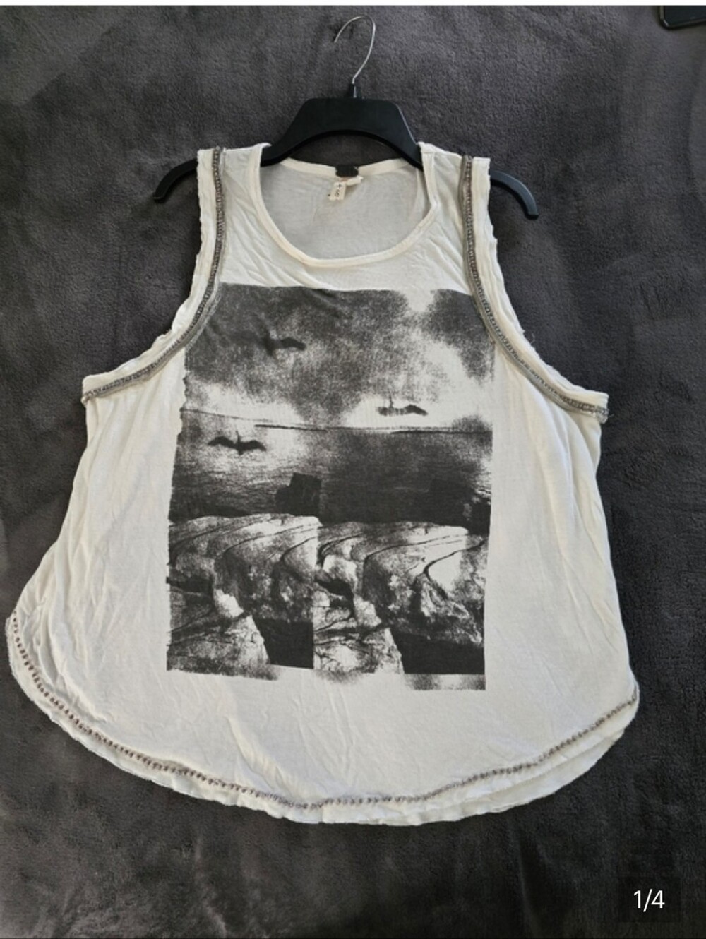 We The Free Cream Graphic Scoop Neck Tank Top